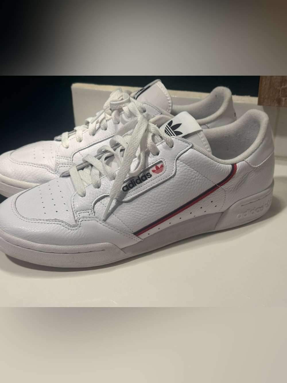 adidas White Continental 80 Leather Sneakers - Men's Size 12